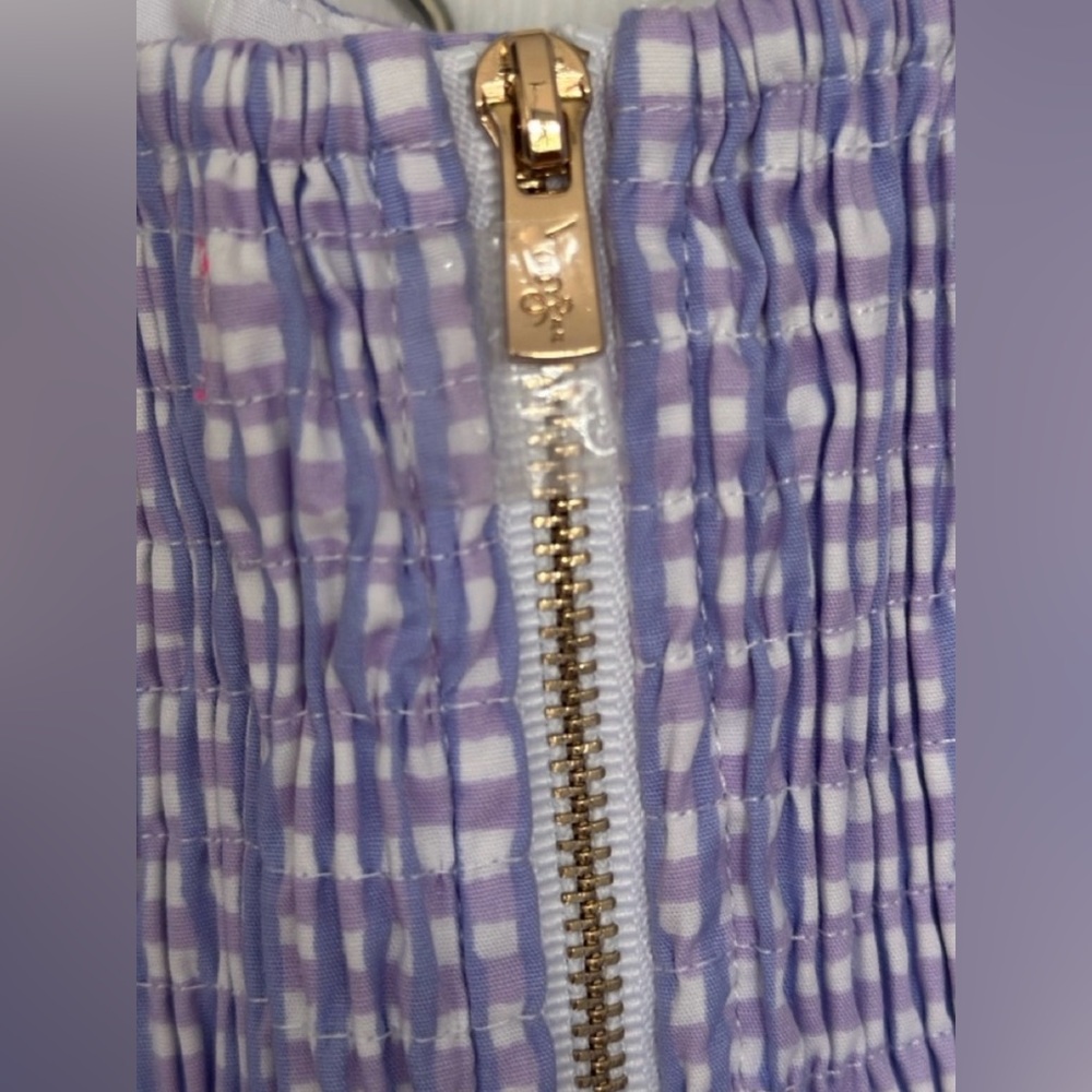 Lilly Pulitzer NWT Rosalie Mini Skirt & Crop Top Lilac Gingham $198  Size 14 - Picture 3 of 16
